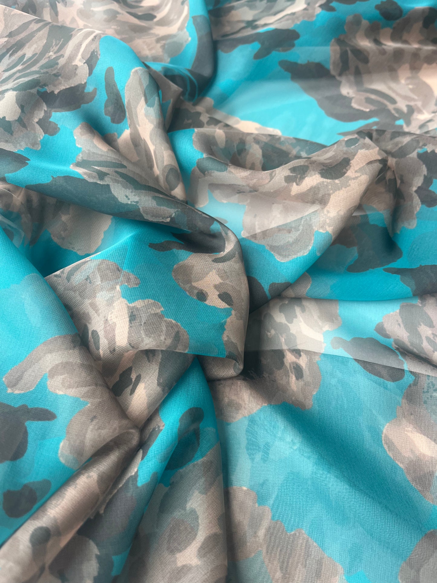 STELLA 008 chiffon green flower print