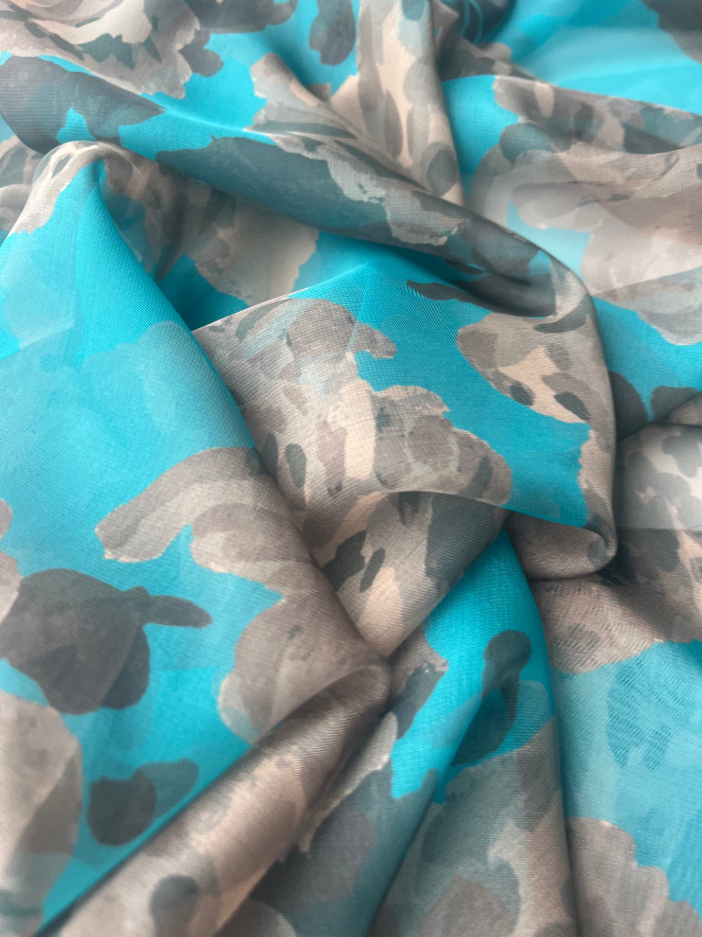 STELLA 008 chiffon green flower print