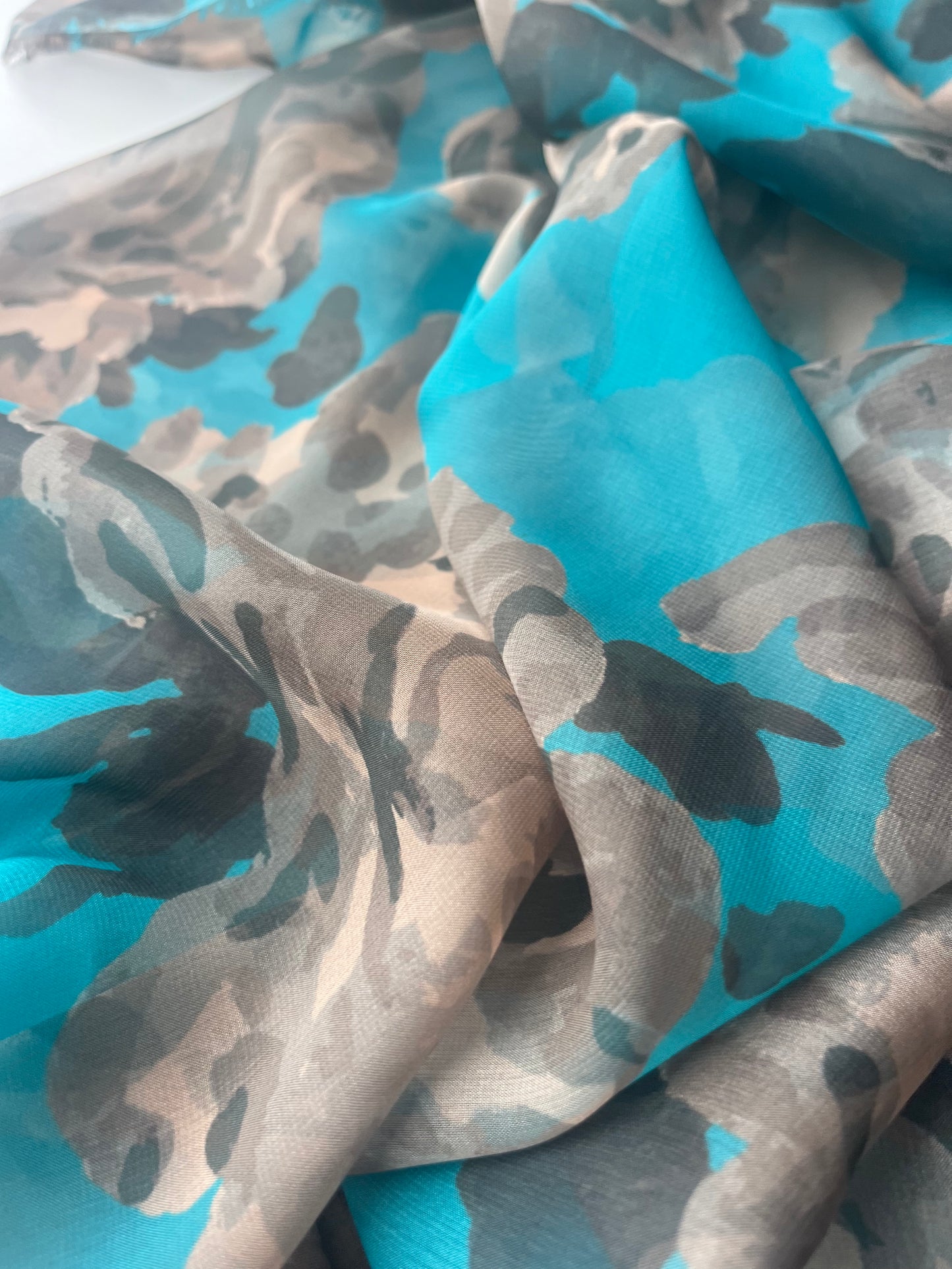 STELLA 008 chiffon green flower print