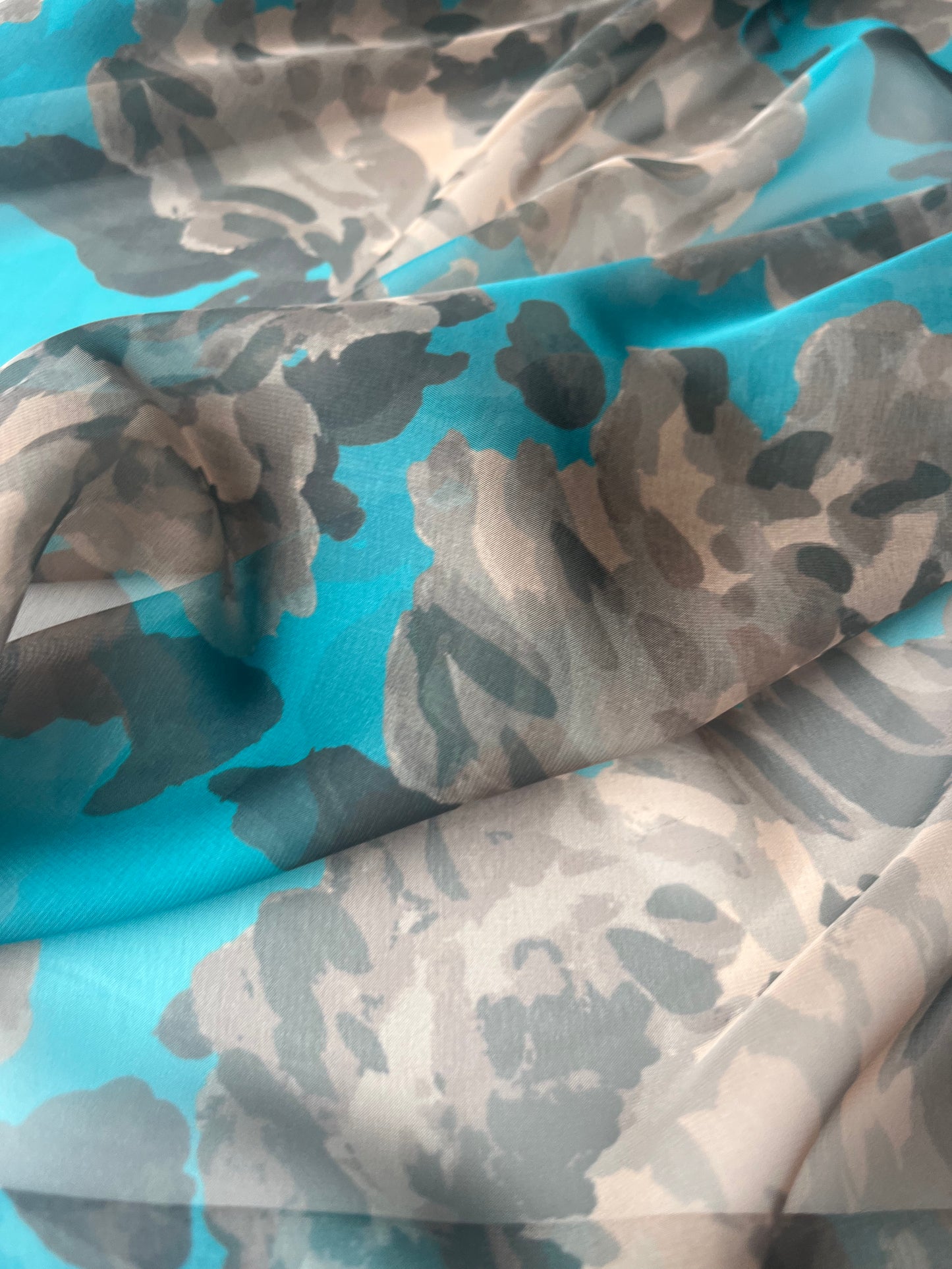 STELLA 008 chiffon green flower print