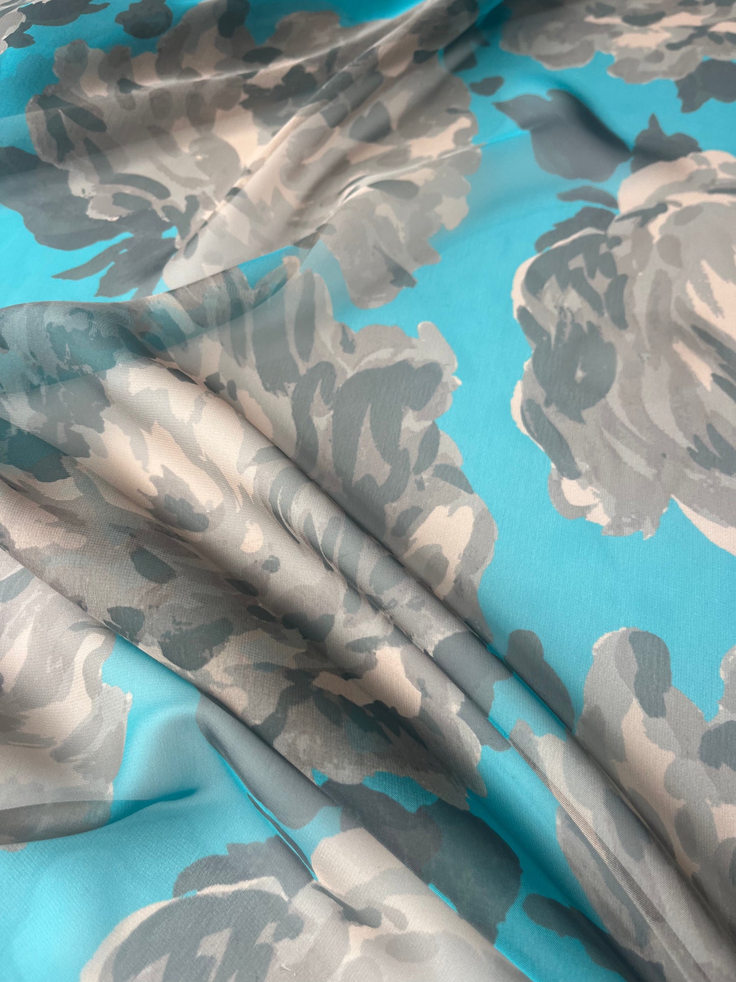 STELLA 008 chiffon green flower print