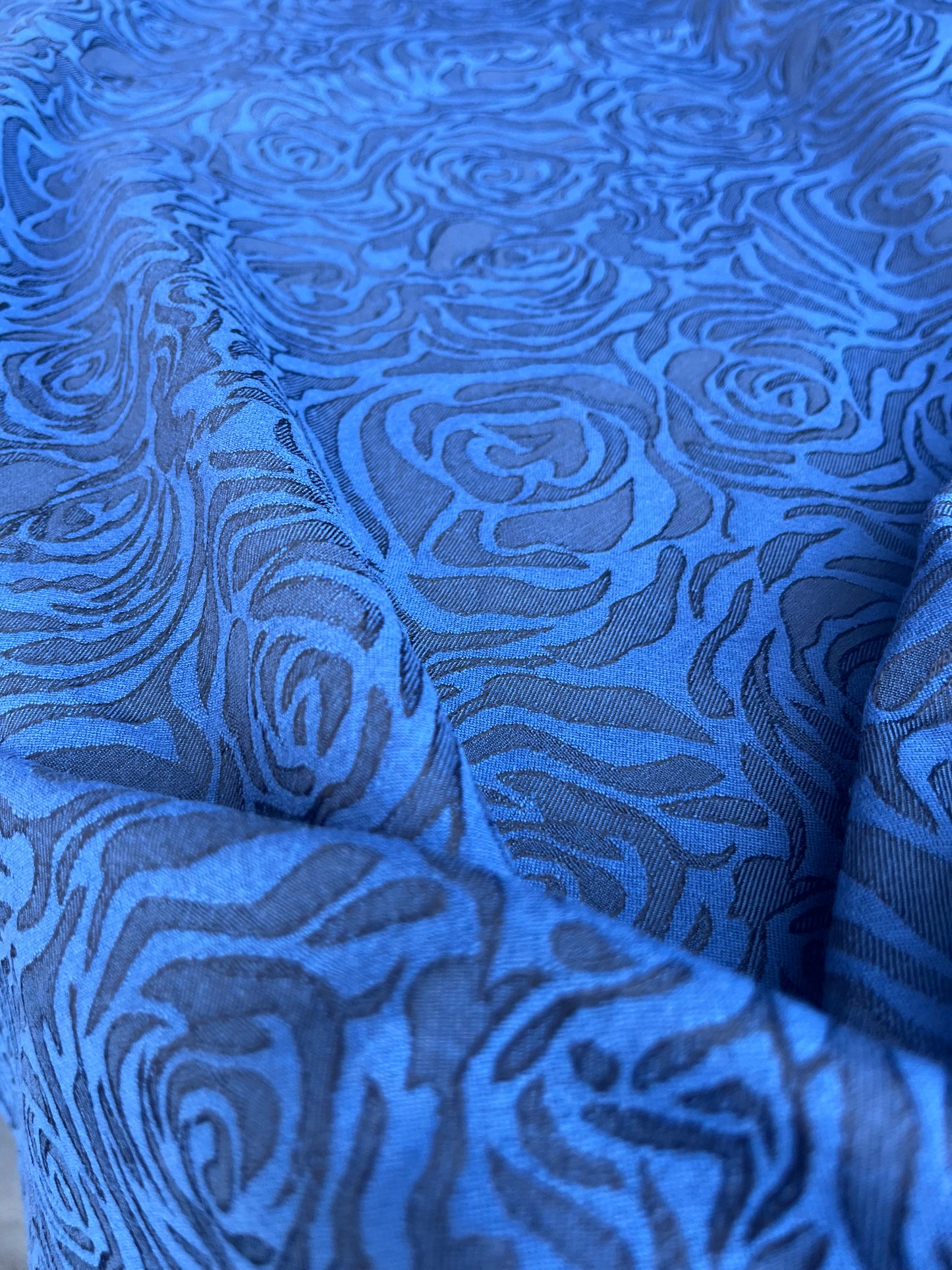 SPLASH 014 cotton stretch jacquard indigo flowers
