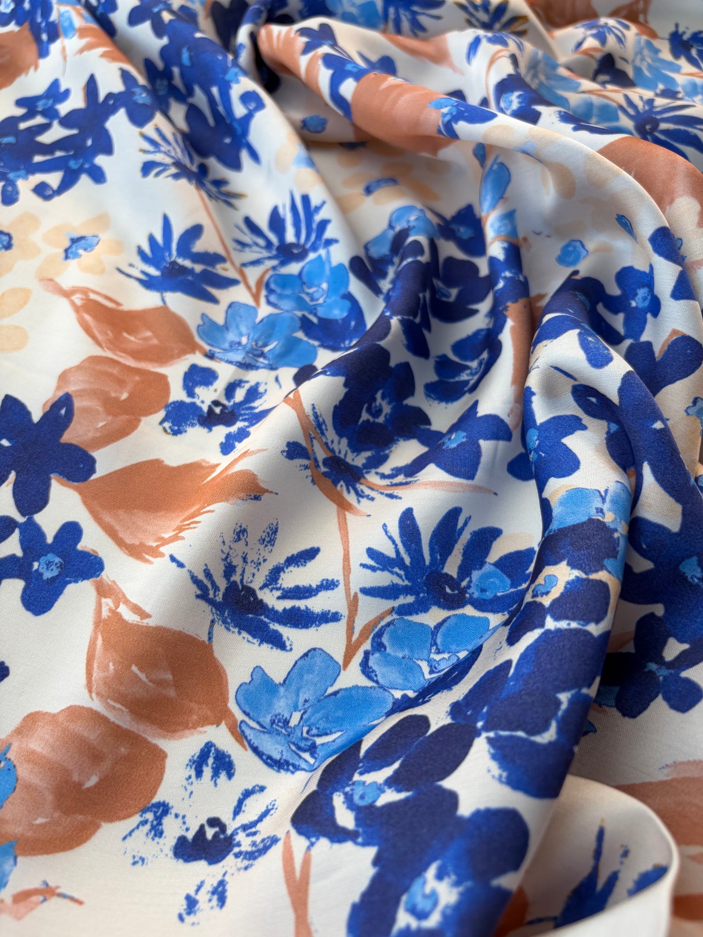 HOMER 034 viscose print cobalt blue flowers