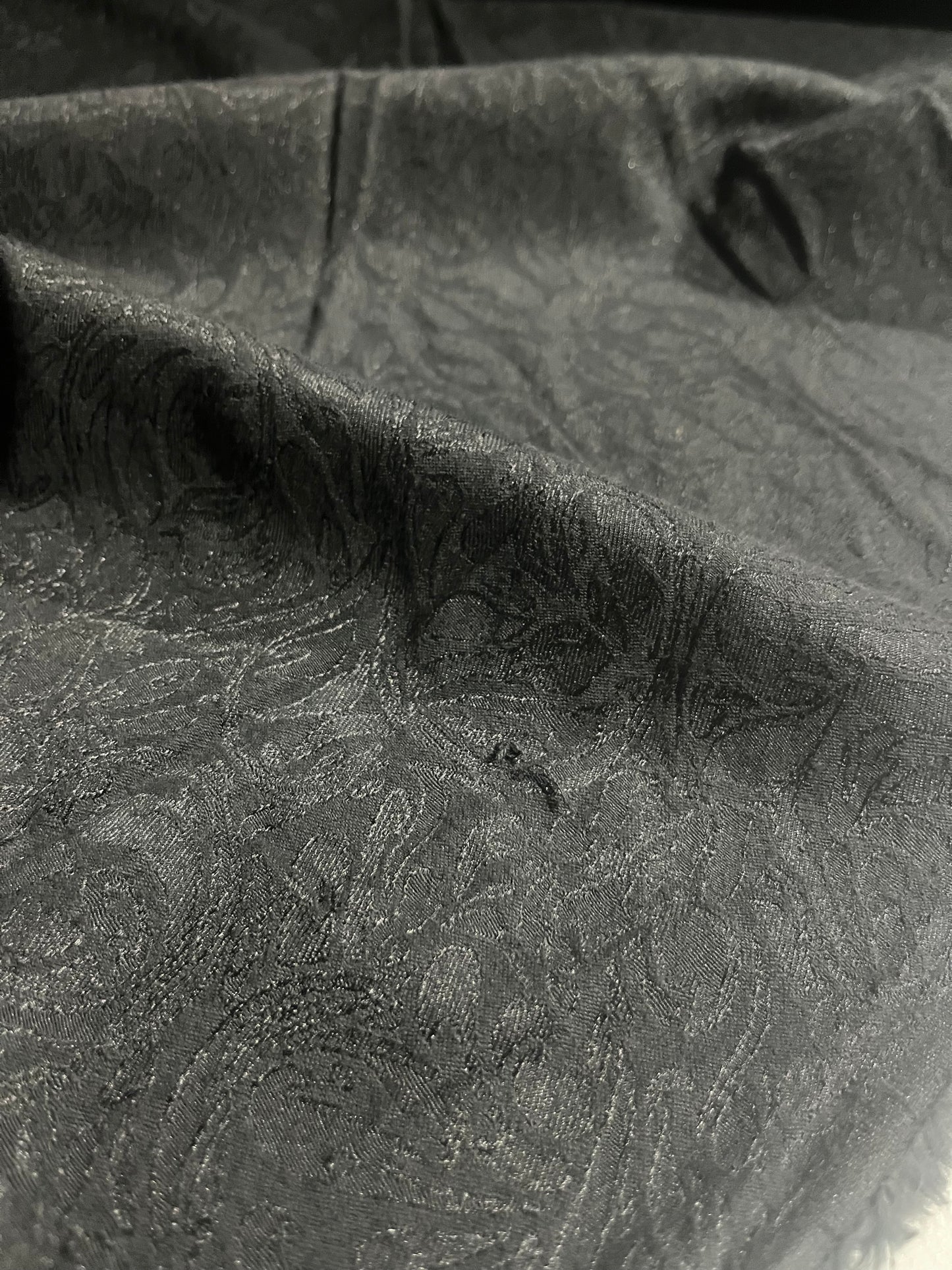 GASPARD 001 cotton stretch jacquard black ornamental design