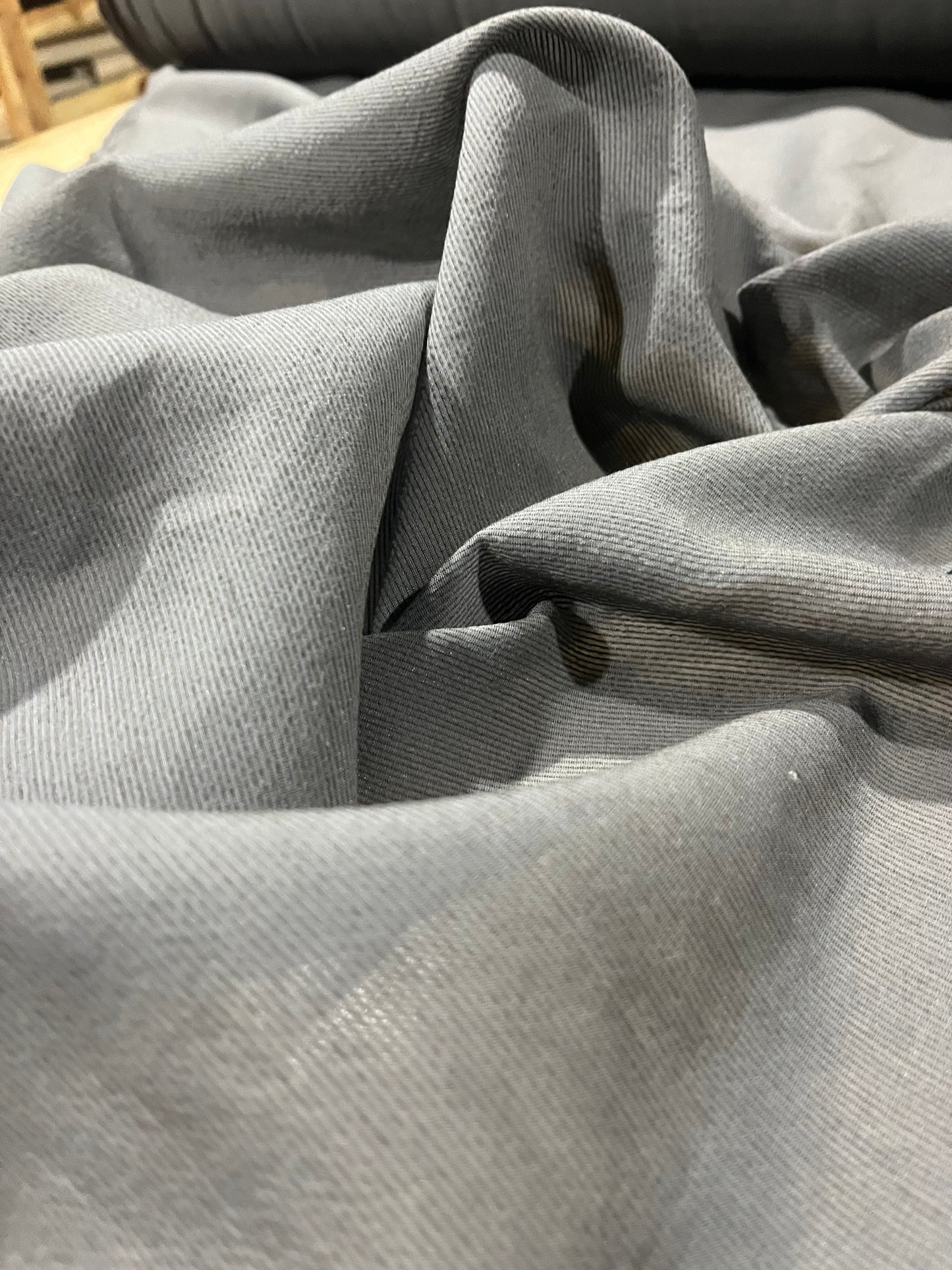 HMSTN 114 sheer cotton stripes grey/brown