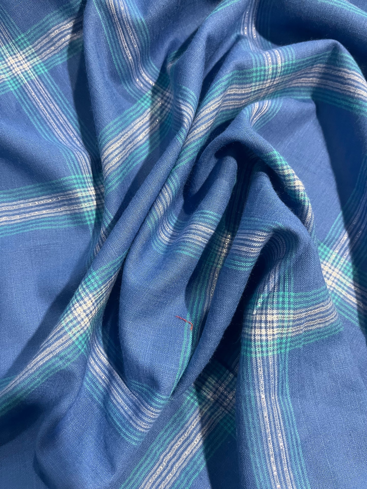 HYACINTHE 010 cotton lurex check washed indigo