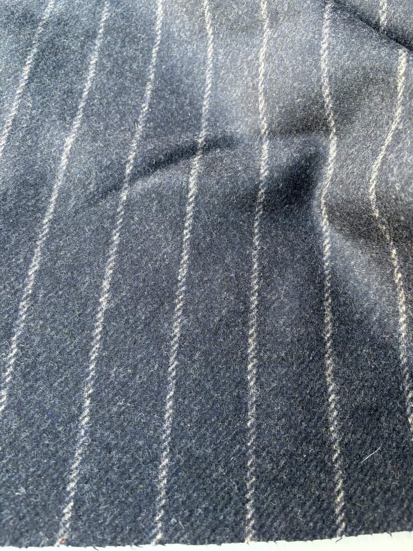 KALEB 023 navy heavy wool flannel pinstripe