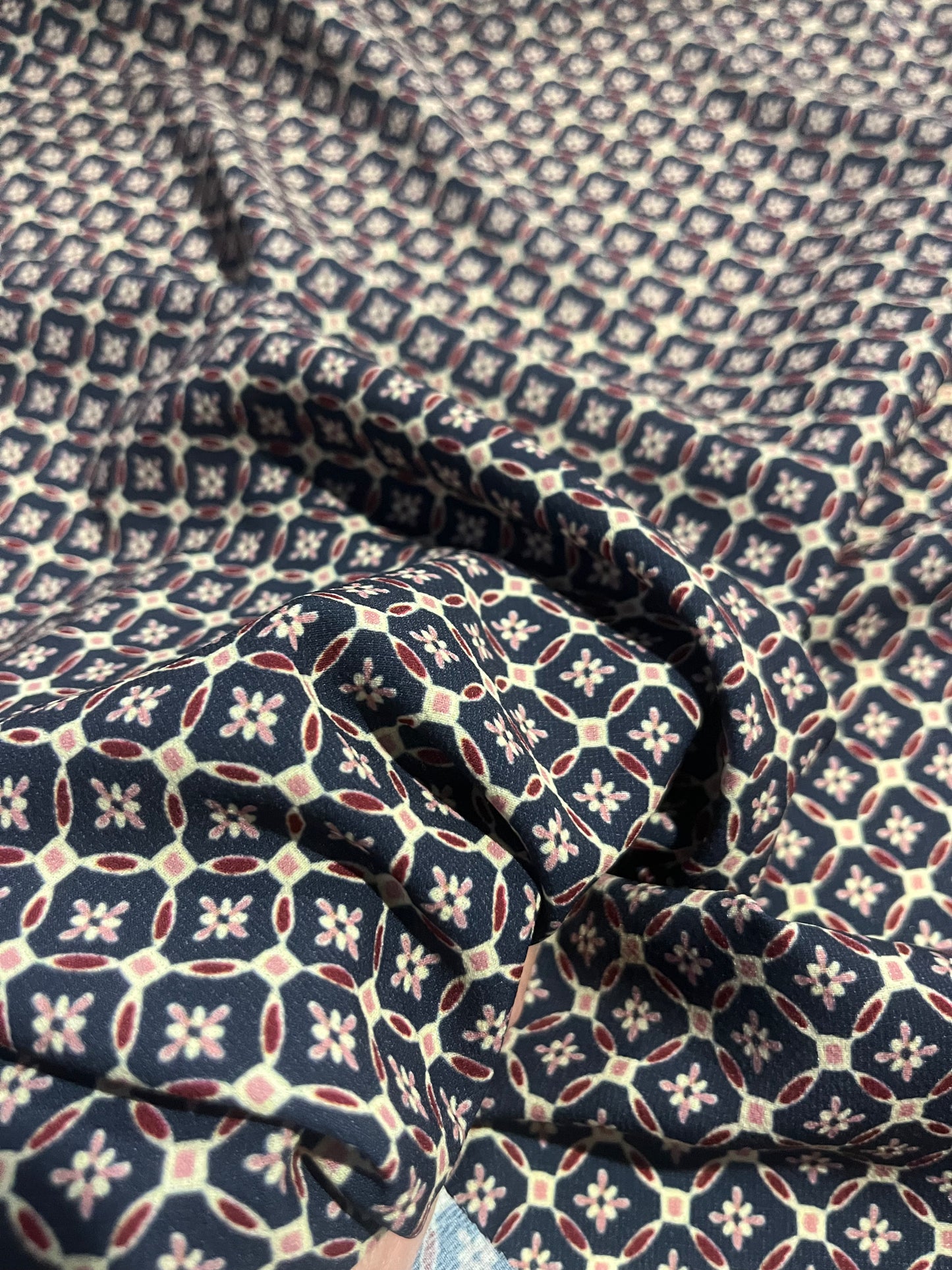 HYACINTHE 020 bubble crêpe navy/red/pink small design