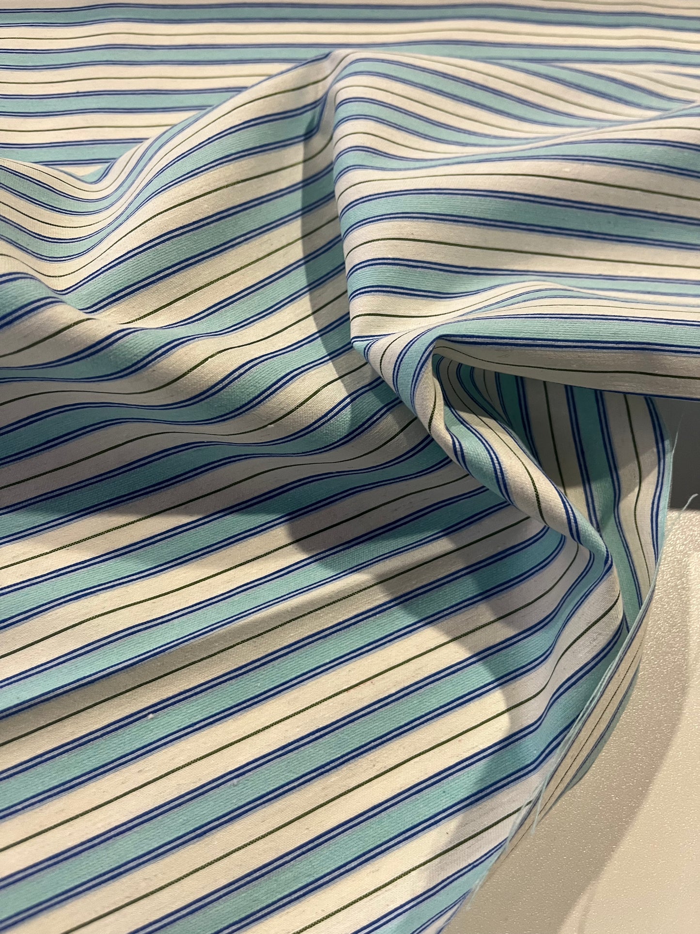 Gaia 093 cotton shirting stripes aqua/blue