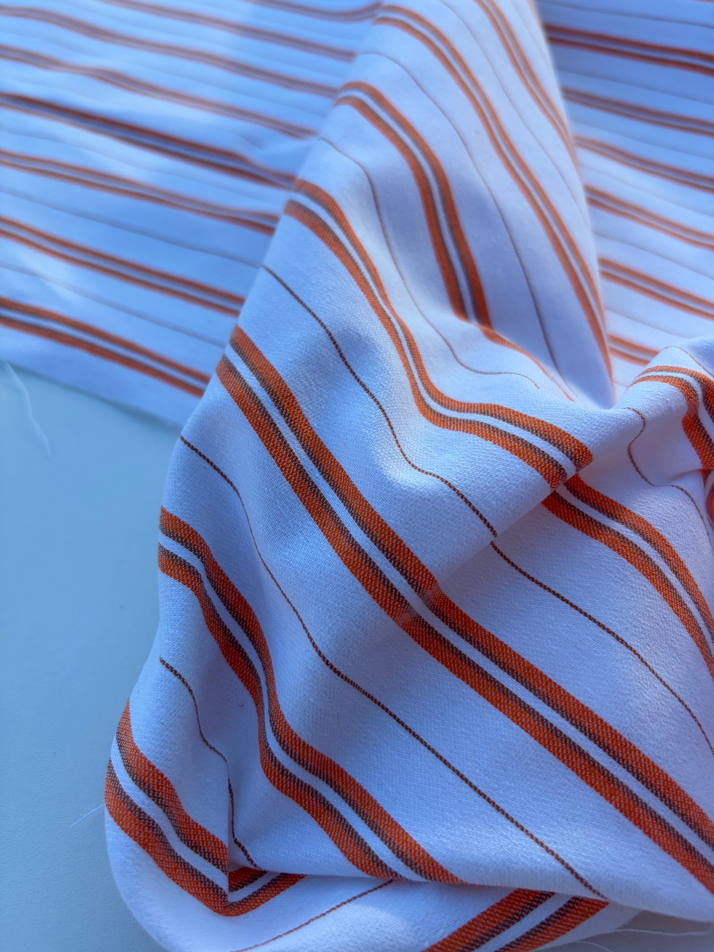 BART 006 orange/white cotton bengaline stripes
