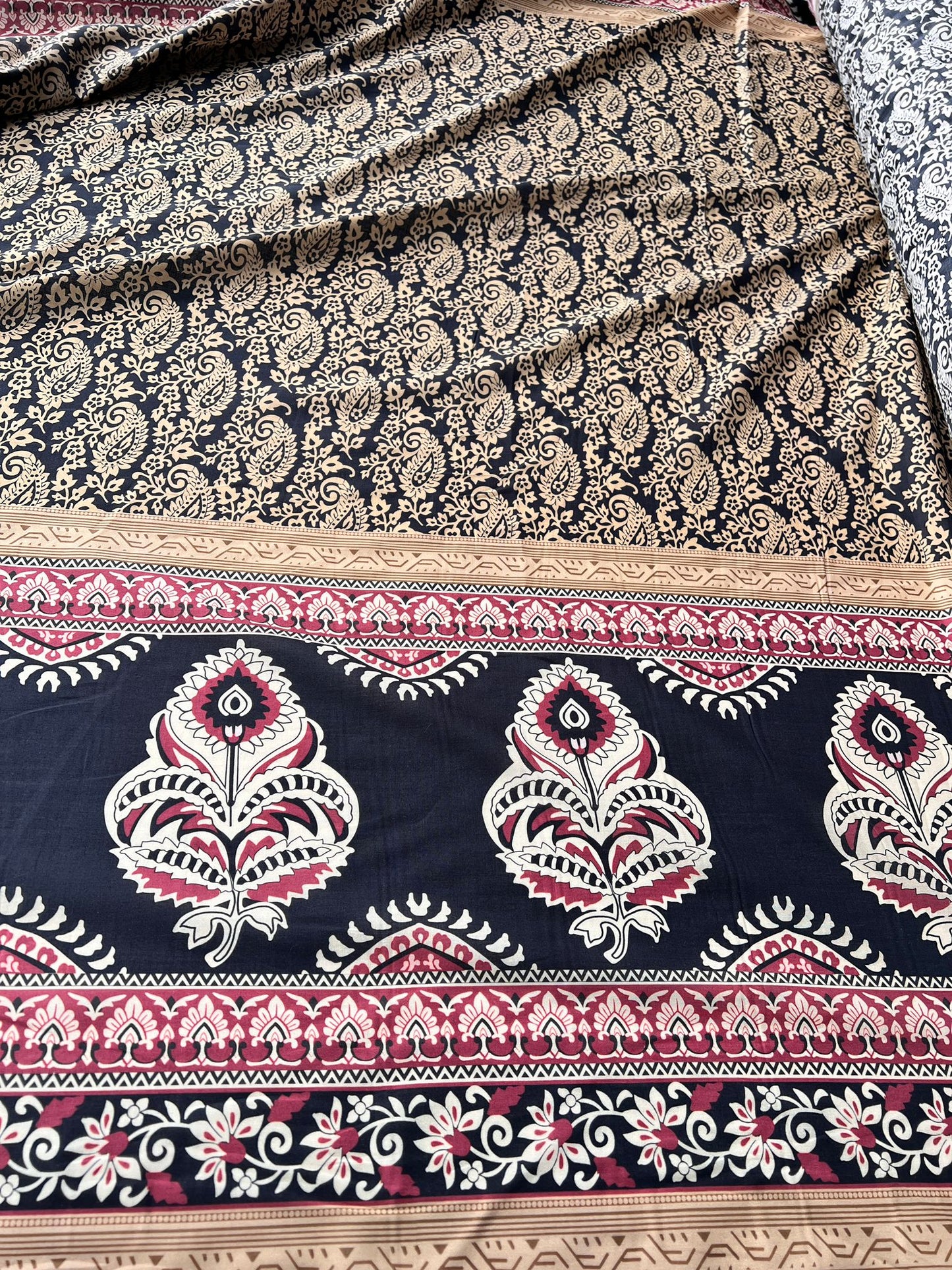 LULU 008 Double Border Paisley Cotton Voile