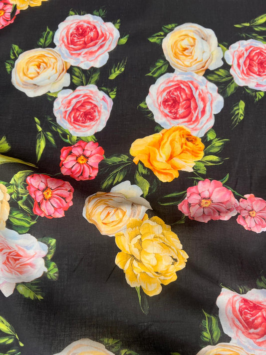 LULU 034 Cotton Voile Floral Rose Print