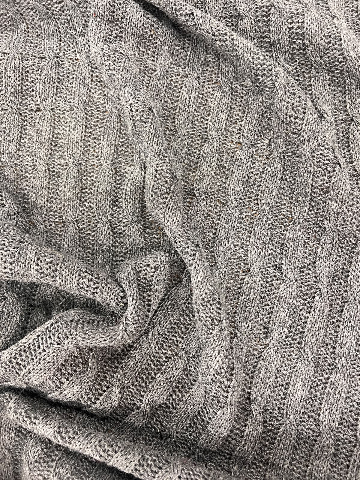 DARIA 051 Grey narrow knitted cable 100% wool
