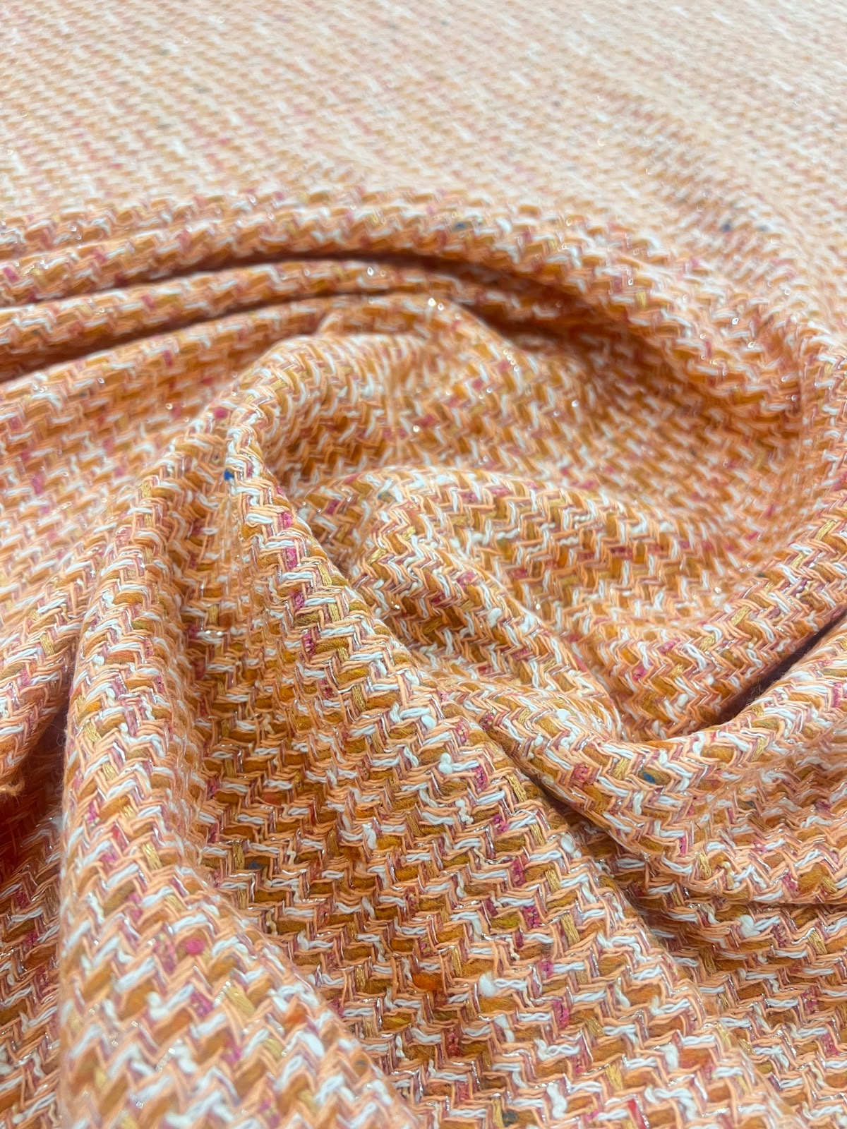 ZOE 059 tangerine boucle tweed wool blended ch*nel style