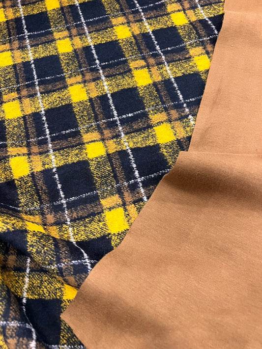 URI 009 double face tartan wool & solid jersey back