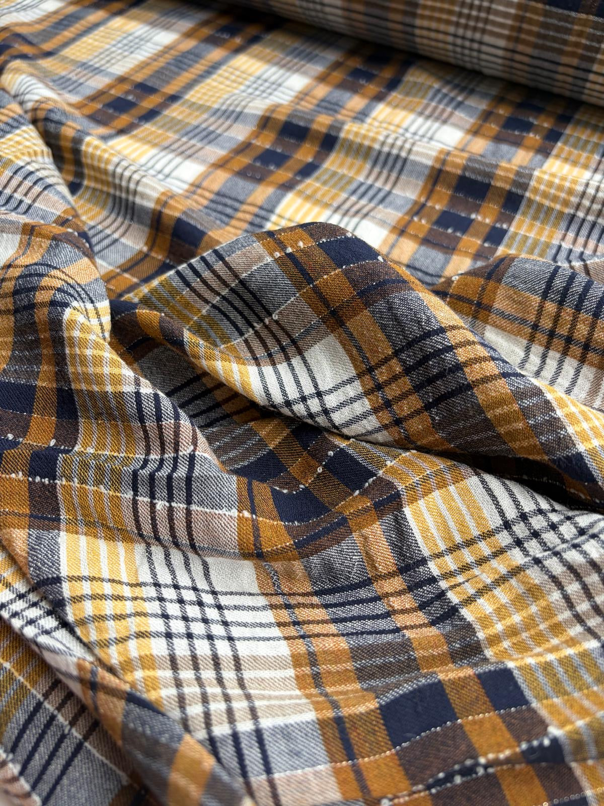DANTE 047 cotton polyester stretch check dk yellow navy