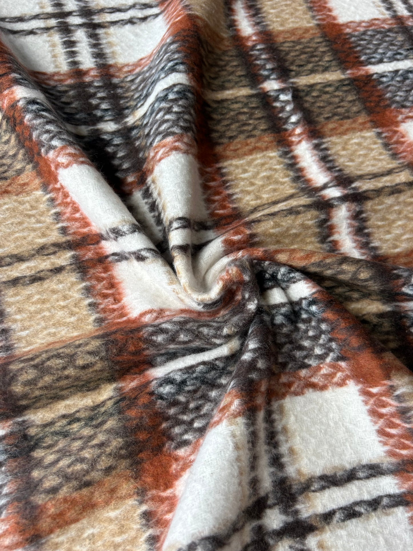 LISA 073 orange/brown/camel checkered heavy cotton