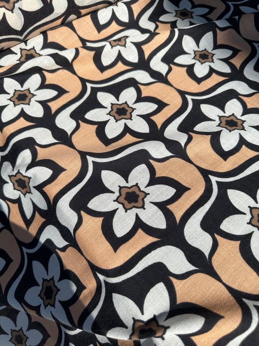 C02 Charlotte 011 Wool Printed Vintage Flowers Salmon