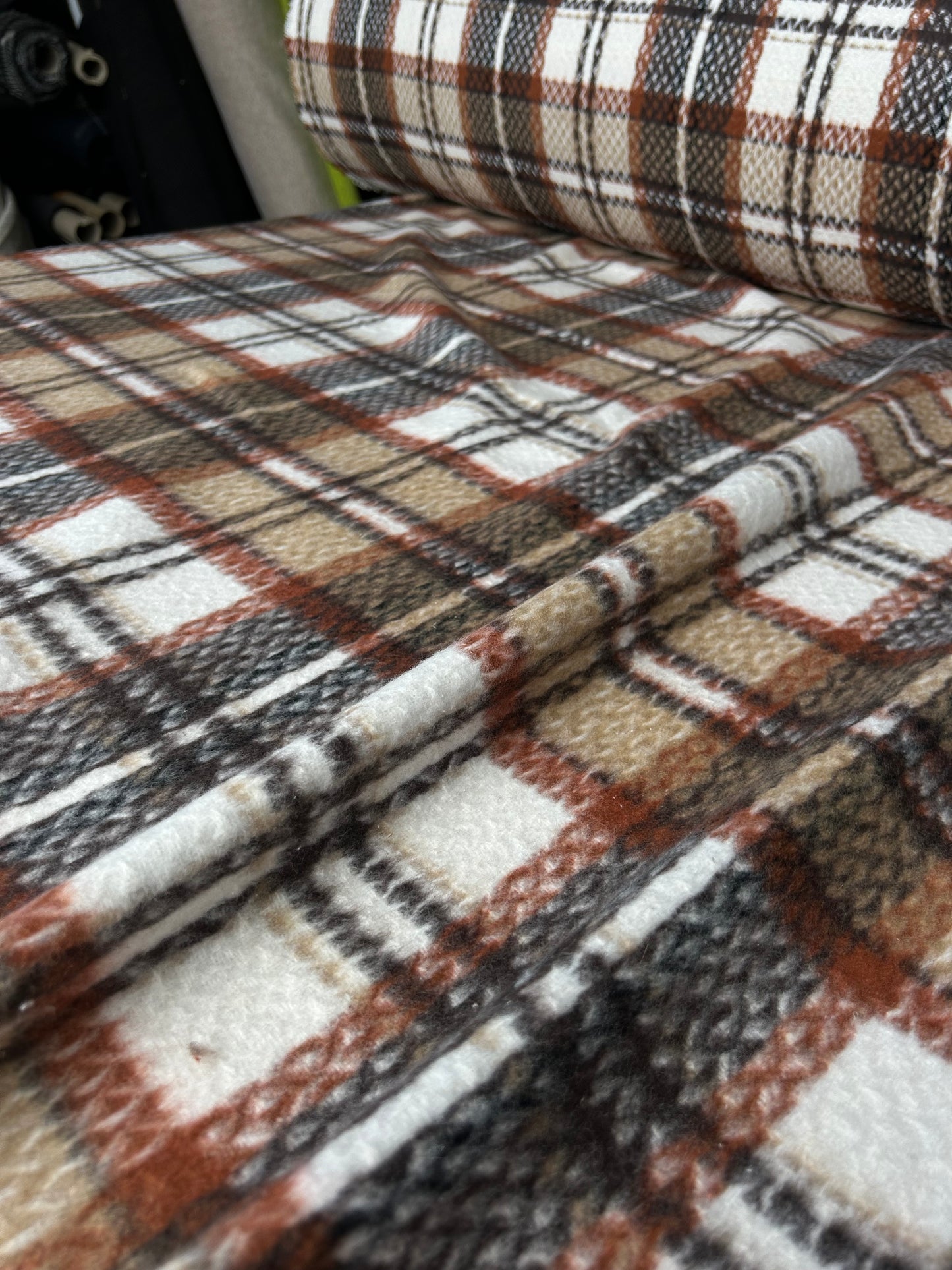 LISA 073 orange/brown/camel checkered heavy cotton