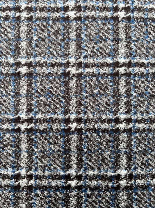 Gustave 020 wool blue/brown check double face