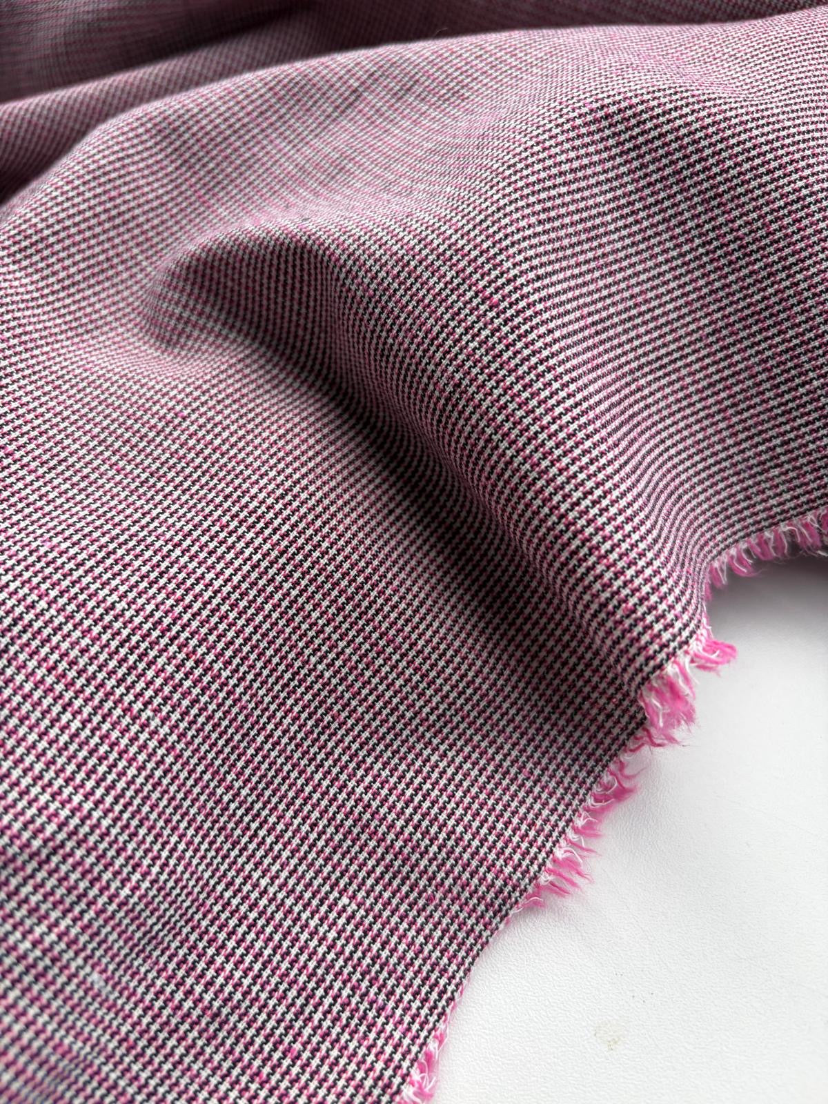 DANTE 043 cotton/linnen houndstooth pink
