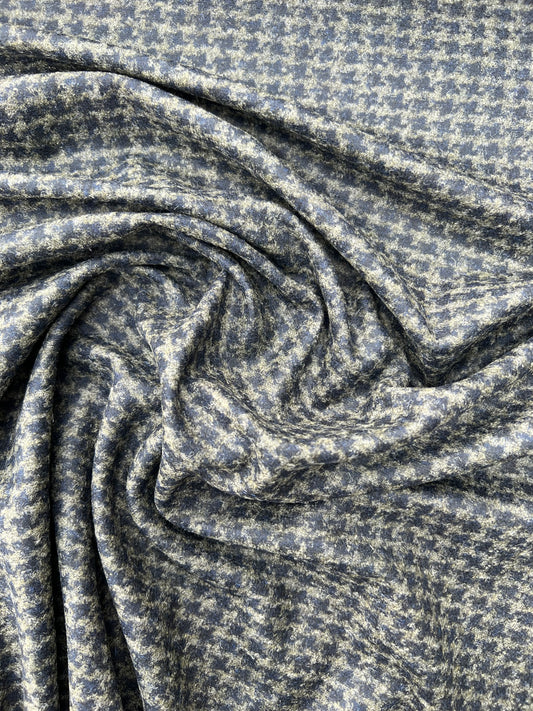 Gustave 024  Wool jersey black/khaki pied de poule