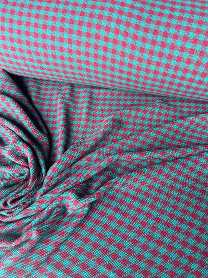 LISA 014 dark emerald/raspberry  checkered heavy cotton tweed Ch*nel style