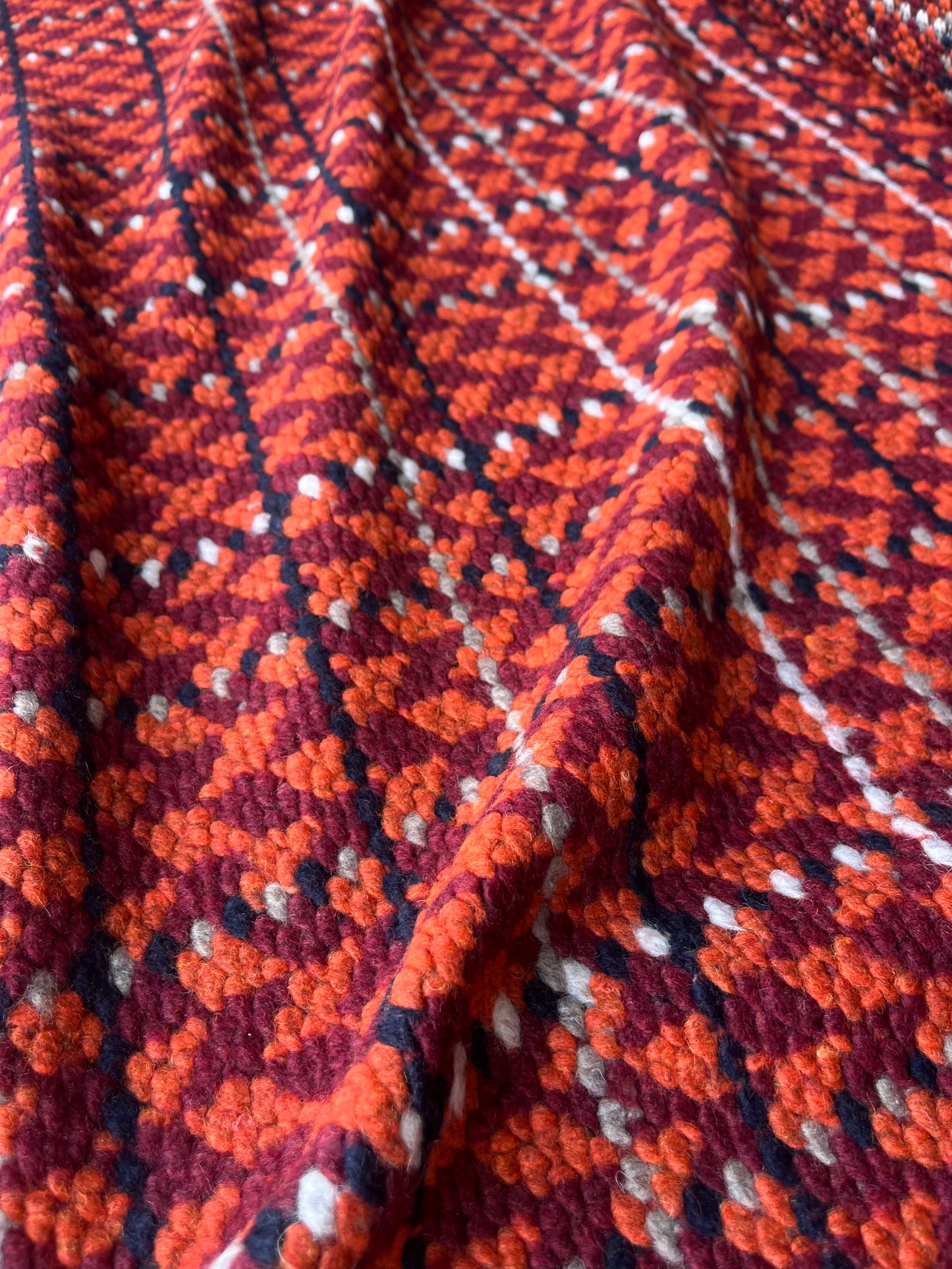 LISA 059  boiled wool with small bouclette orange/red small design