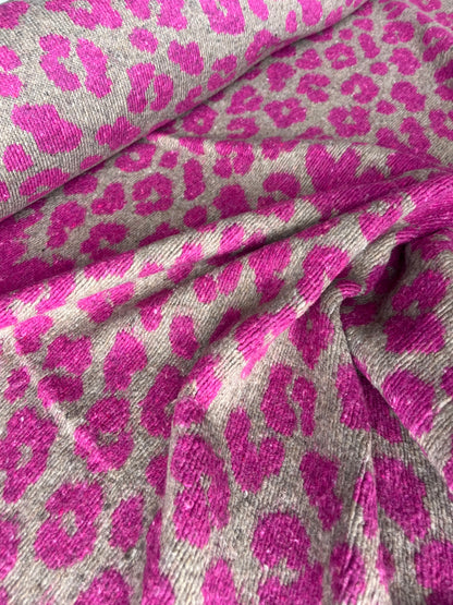 PC LISA 012 sand/fuschia  animalier heavy boiled wool