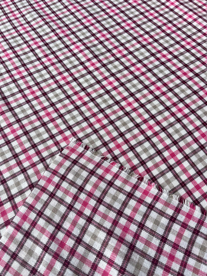 LISA 009 pink/purple/ecru check cotton