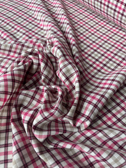 LISA 009 pink/purple/ecru check cotton