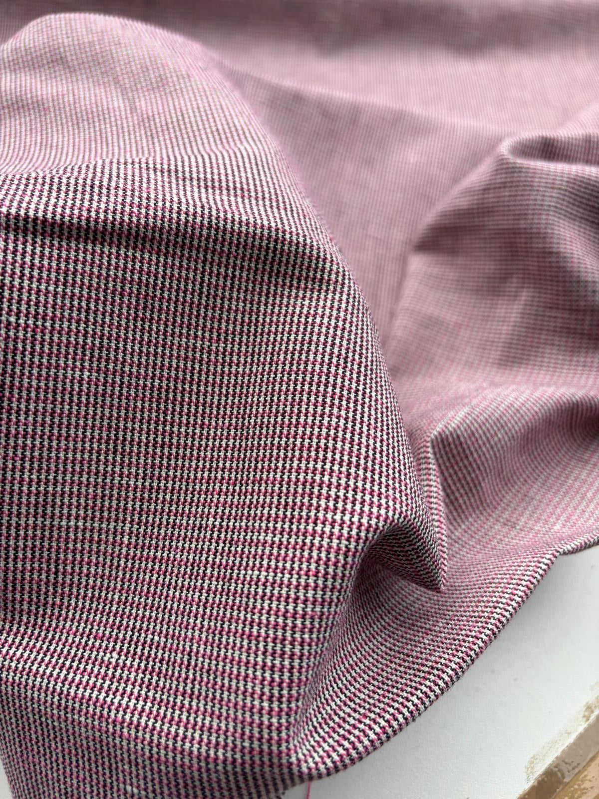 DANTE 043 cotton/linnen houndstooth pink