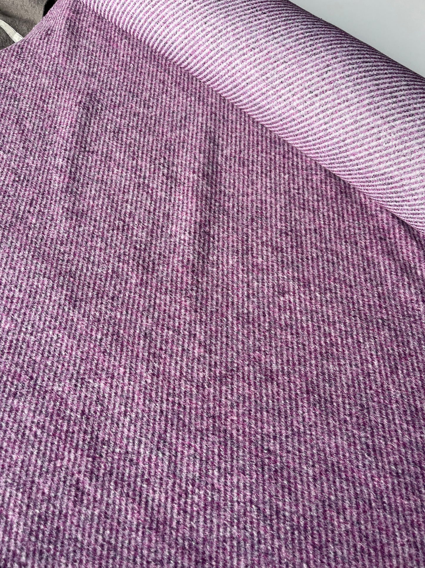 LISA 011 heavy boiled wool  purple white diagonal stripes design