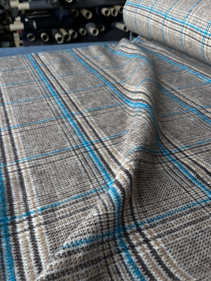 LISA 040 blue/ecru/brown  checkered heavy cotton tweed