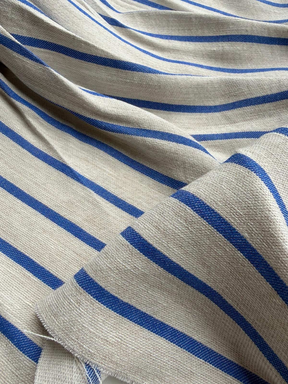 DANTE 052 midweight cotton/linnen jacquard blue stripe