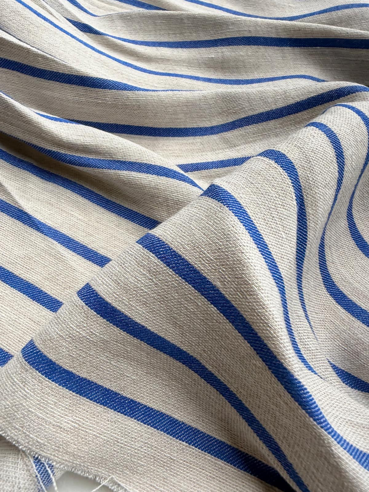 DANTE 052 midweight cotton/linnen jacquard blue stripe