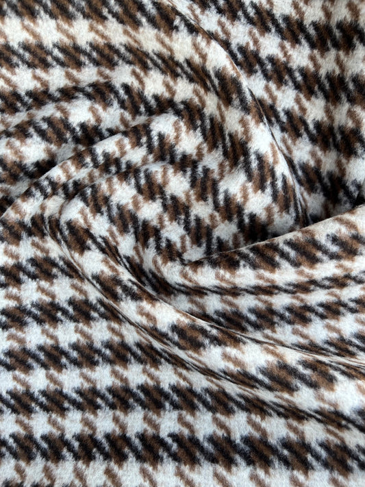 Gustave 008 Wool pied de poule beige/brown double face