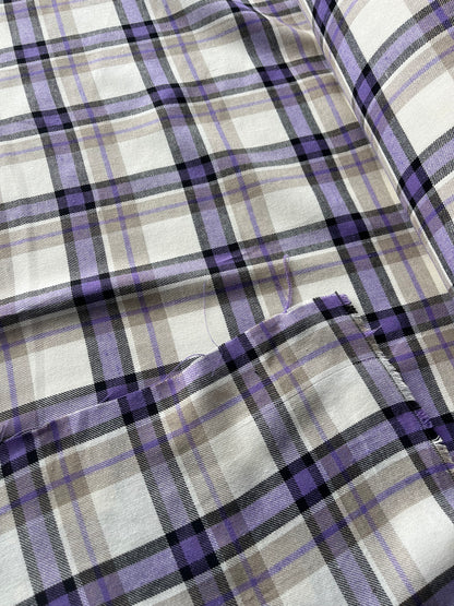 LISA 008 purple/ecru check cotton