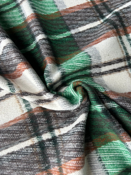 LISA 076 Green/brown/ecru checkered heavy cotton