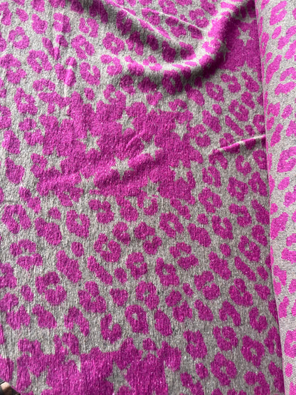 PC LISA 012 sand/fuschia  animalier heavy boiled wool