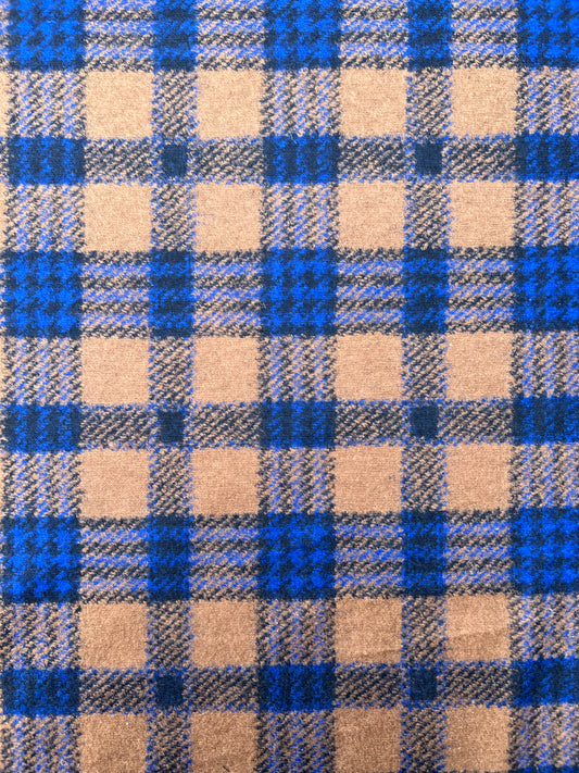 Gustave 023 Wool jersey electric blue/tabac check