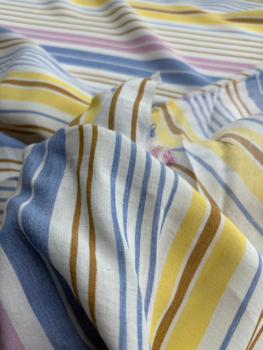 DANTE 051 midweight cotton/linnen jacquard yellow blue camel stripe