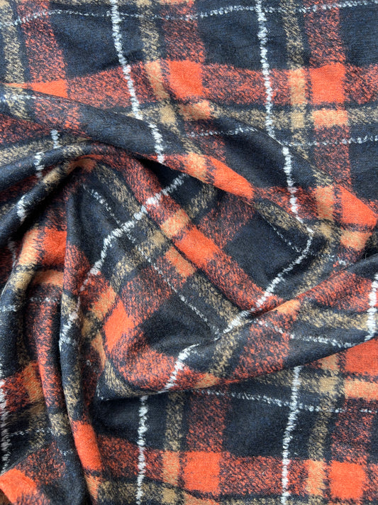 Gustave 002 Wool jersey orange/black/beige check