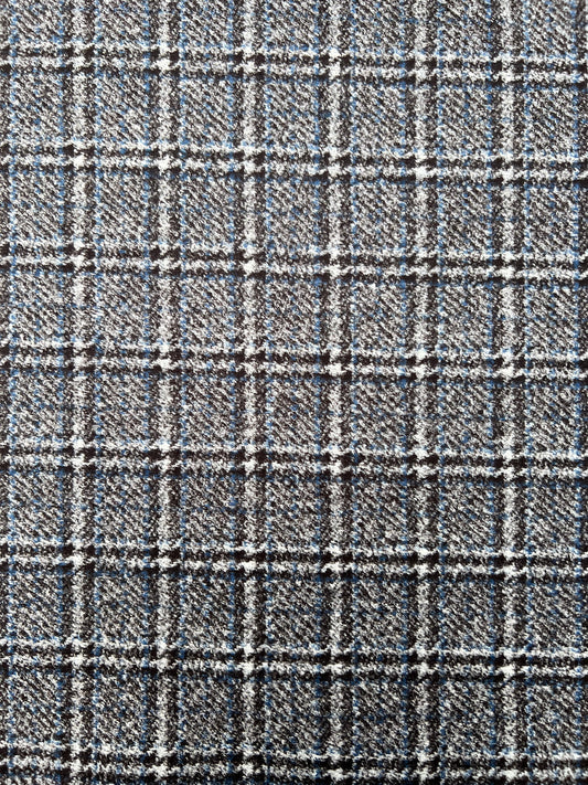 Gustave 020 wool blue/brown check double face