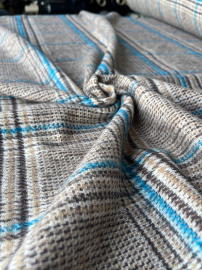 LISA 040 blue/ecru/brown  checkered heavy cotton tweed