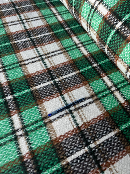 LISA 039 Green/brown/ecru checkered heavy cotton
