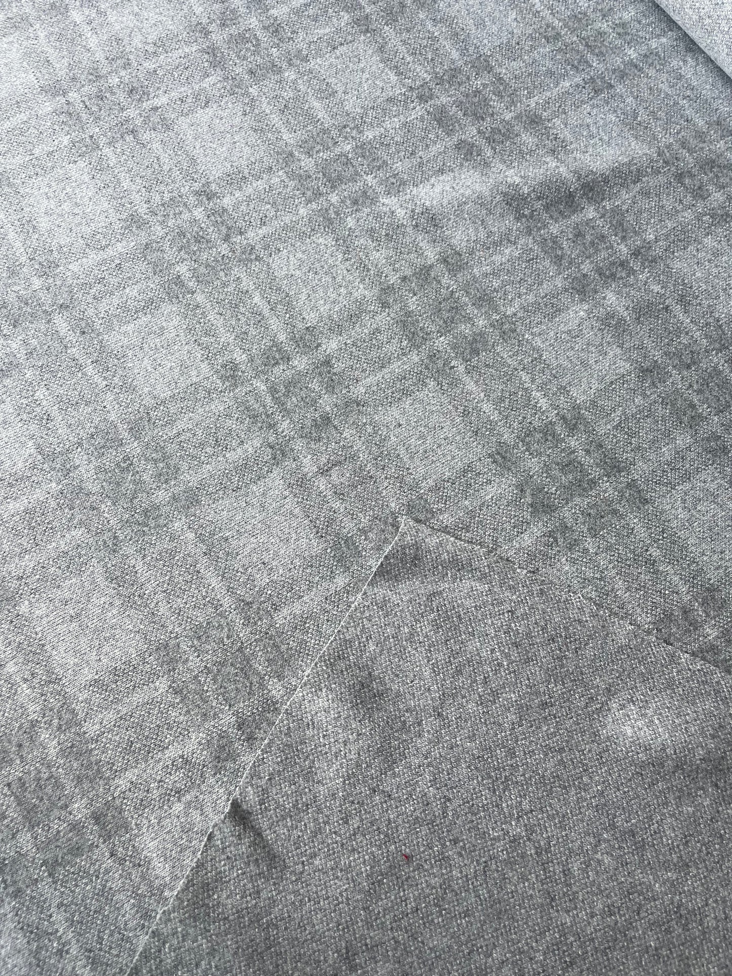 LISA 025 boiled wool coat fabric grey check on one side