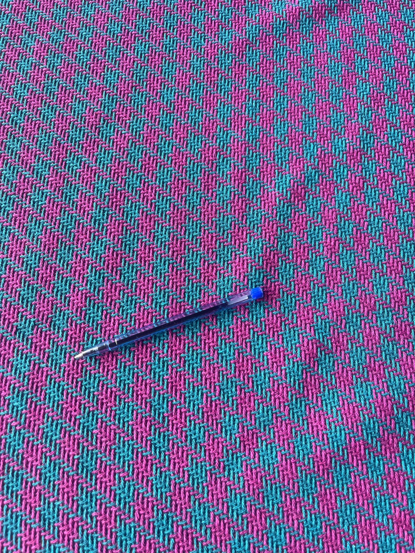 LISA 015 emerald/fuschia  checkered heavy cotton tweed Ch*nel style