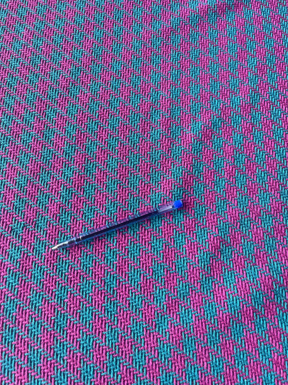 LISA 015 emerald/fuschia  checkered heavy cotton tweed Ch*nel style