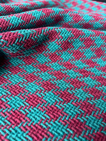 LISA 014 dark emerald/raspberry  checkered heavy cotton tweed Ch*nel style